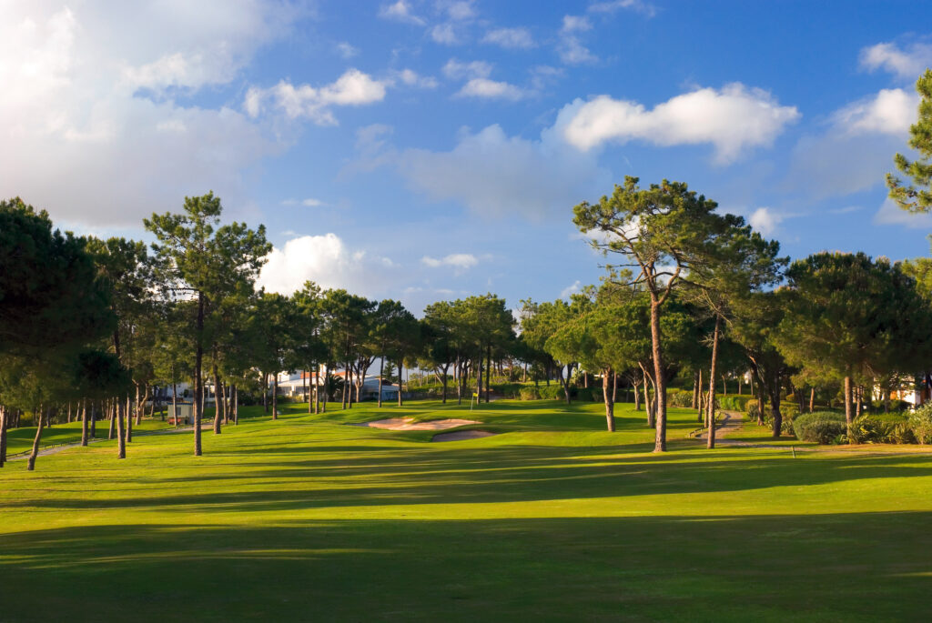 Fairway with trees around at Pinheiros Altos Golf Course with bunkers