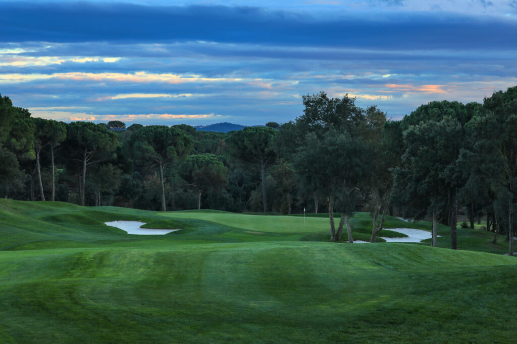 Fairway with bunkers and trees at Camiral Golf & Wellness - Stadium Course