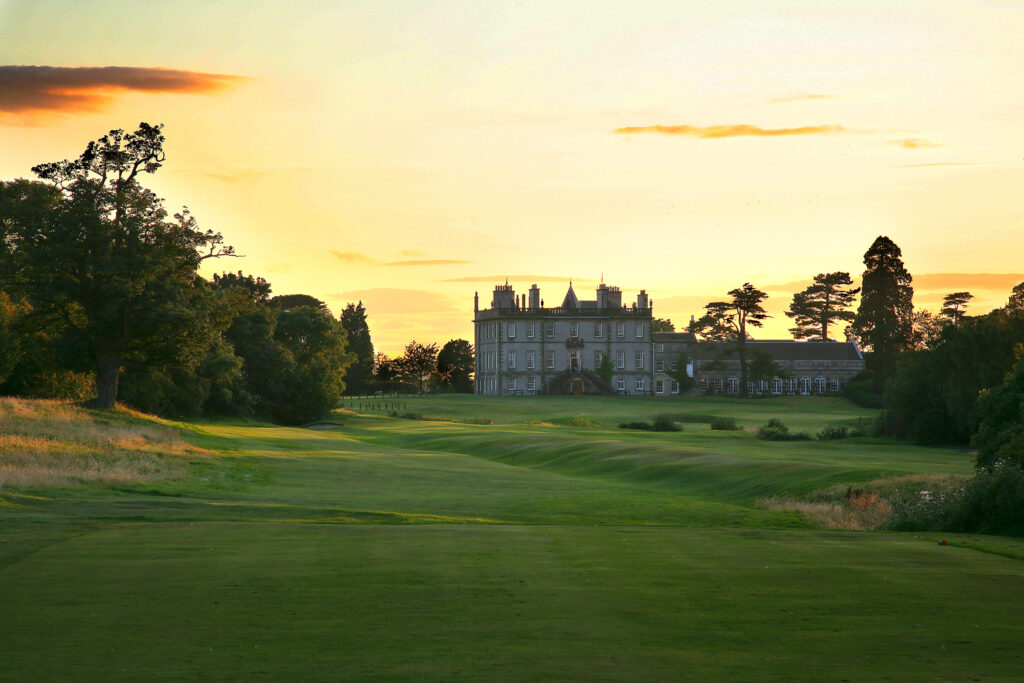 Fairway at Dalmahoy - East Course with building in distance at sunset