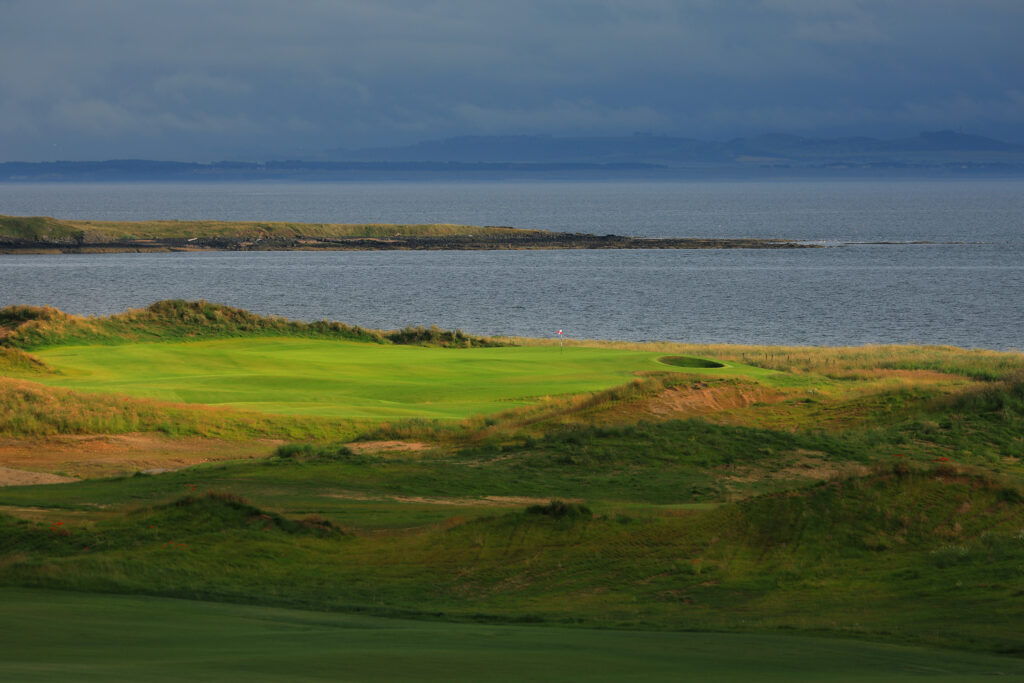 Fairway at Dumbarnie Links with ocea in background