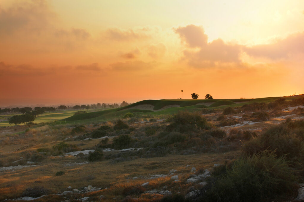 Fairway at Elea Golf Club at sunset