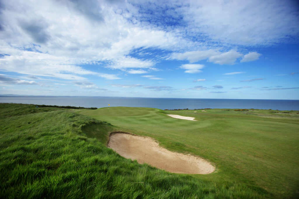 Hole with bunkers around at Fairmont St Andrews - Kittocks with ocean view