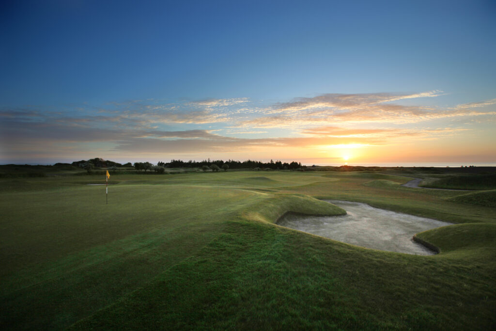 Hole with bunker at Fairmont St Andrews - Kittocks at sunset