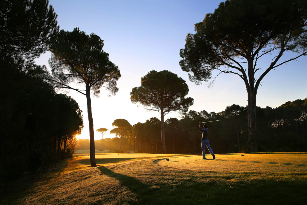 a golfer playing in Cornelia Faldo golf course in sundown