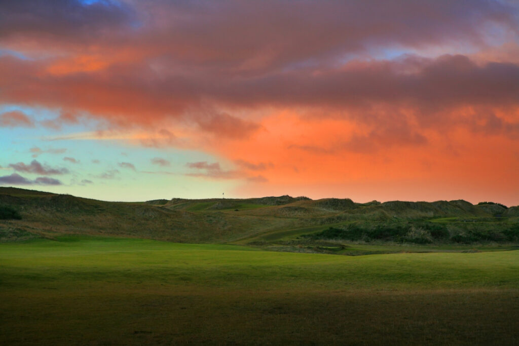 Fairway at Kingsbarns Golf Links at sunset