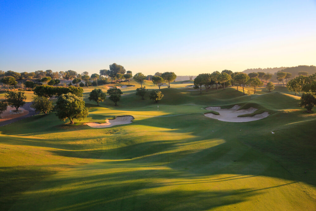 Aerial view of Las Colinas Golf & Country Club with bunkers