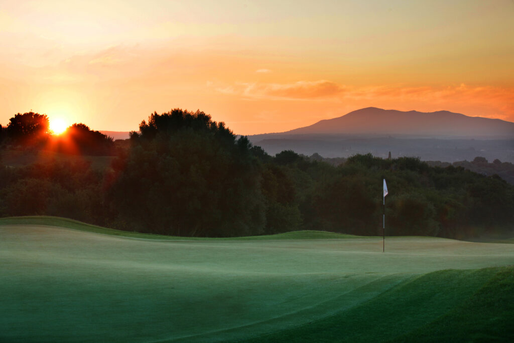 sunset over the Dunes Course at Costa Navarino