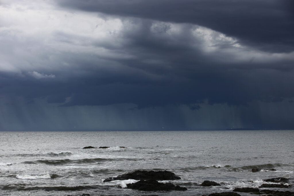 Ocean at North Berwick Golf Club with stormy sky