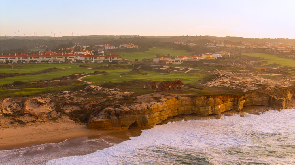 Aerial view of Praia d'el Rey Golf Course and surrounding buildings