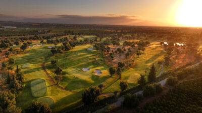 Aerial view of Quinta De Cima Golf Course at sunset