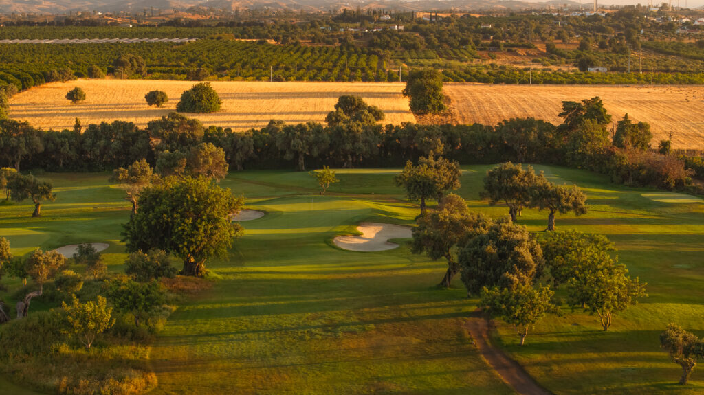 Aerial view of the fairway with bunkers and trees at Quinta De Cima Golf Course