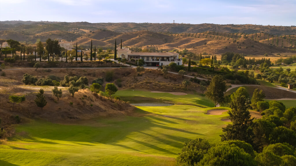 Aerial view of Quinta do Vale Golf Course with clubhouse in background