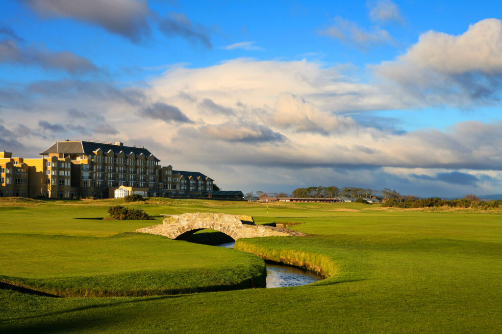 Fairway at The Old Course at St Andrews with building in background