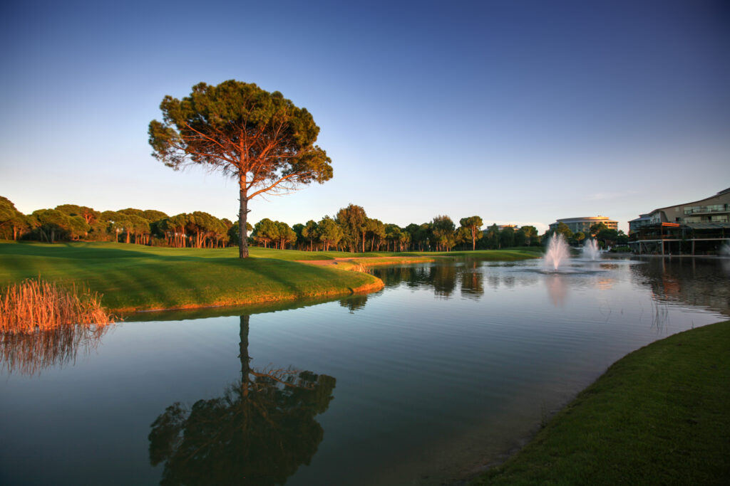 Lake on fairway with trees around at Sueno Golf Club - Dunes Course