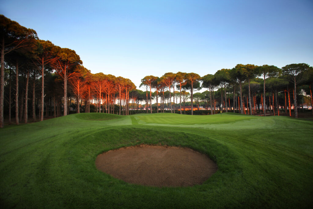 Bunkers on fairway with trees around at Sueno Golf Club - Dunes Course