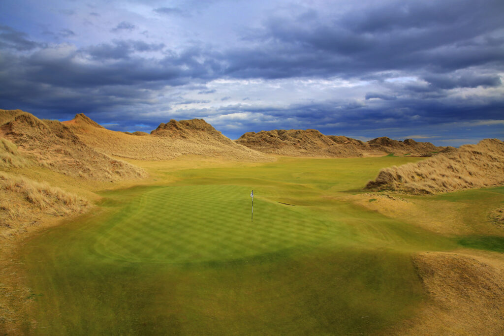 Hole with hills around at Trump International Golf Links