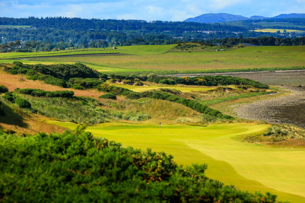 Hole with trees in distance at Castle Stuart Golf Links