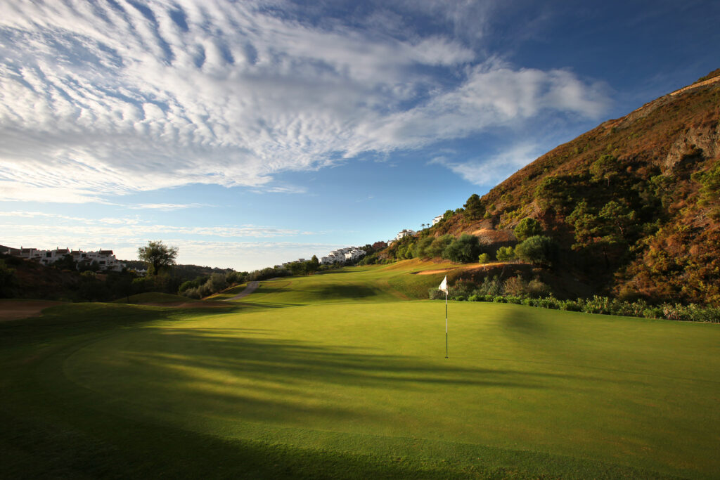 Hole with white flag at La Quinta Golf Course