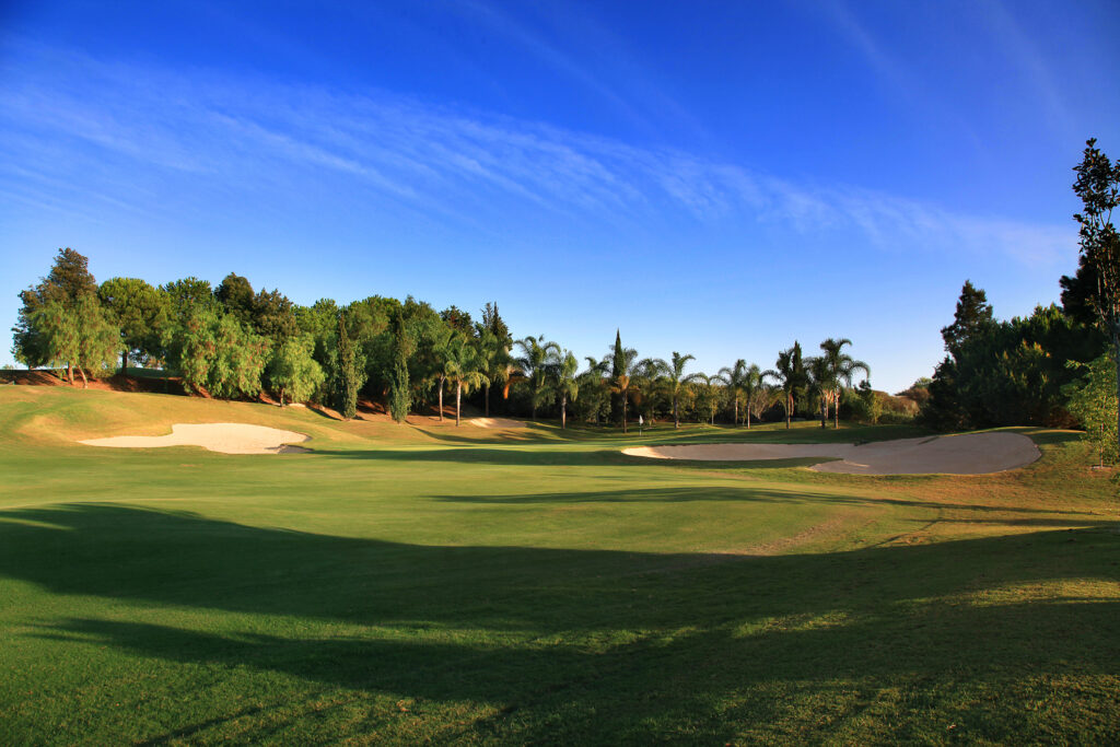 Fairway with bunkers and trees around at La Quinta Golf Course