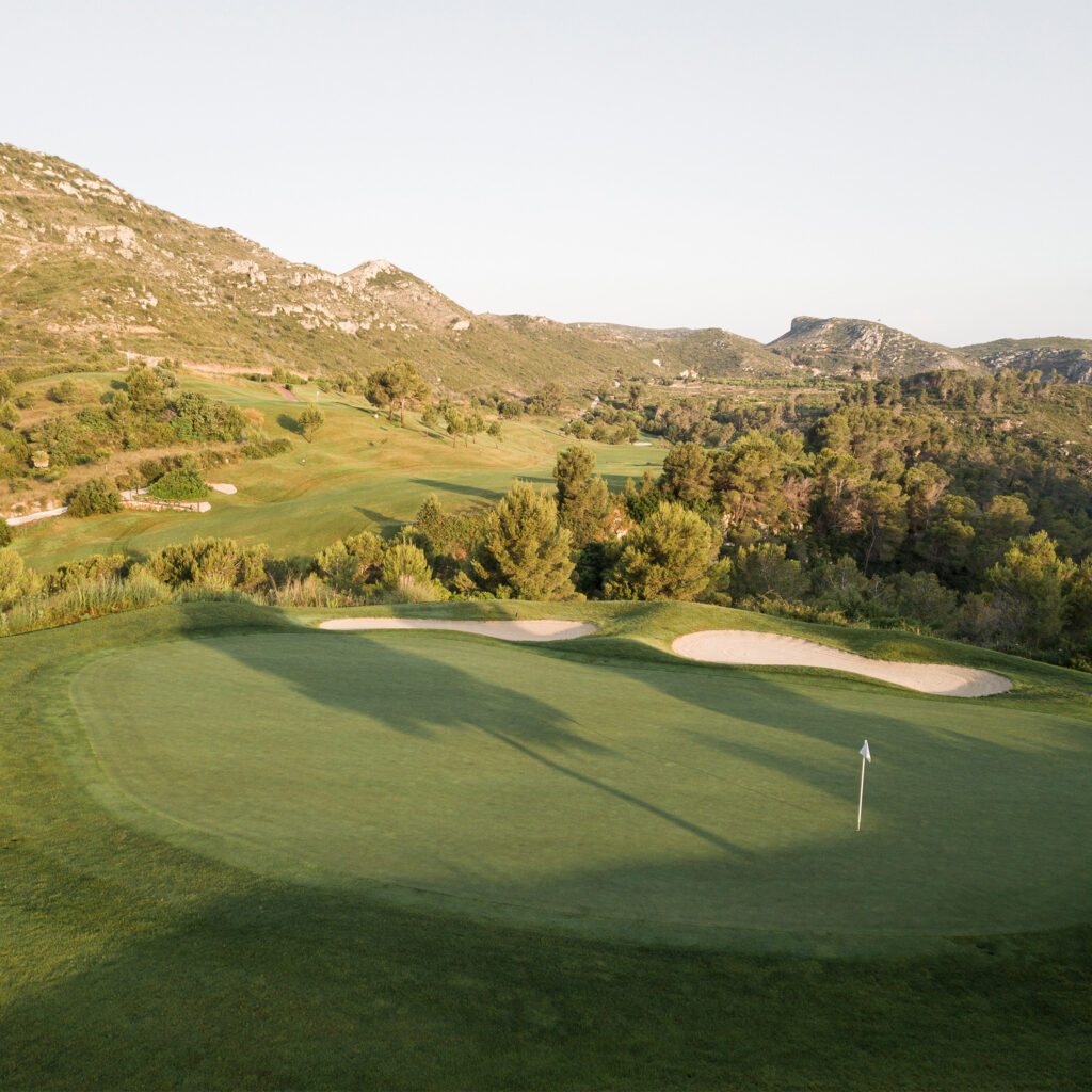 A hole at La Galiana Golf Course with fairway in background