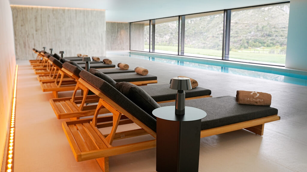 Loungers by the indoor pool at La Galiana Golf Resort