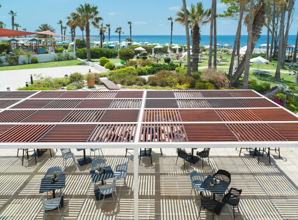 Outdoor seating at Leonardo Plaza Cypria Maris