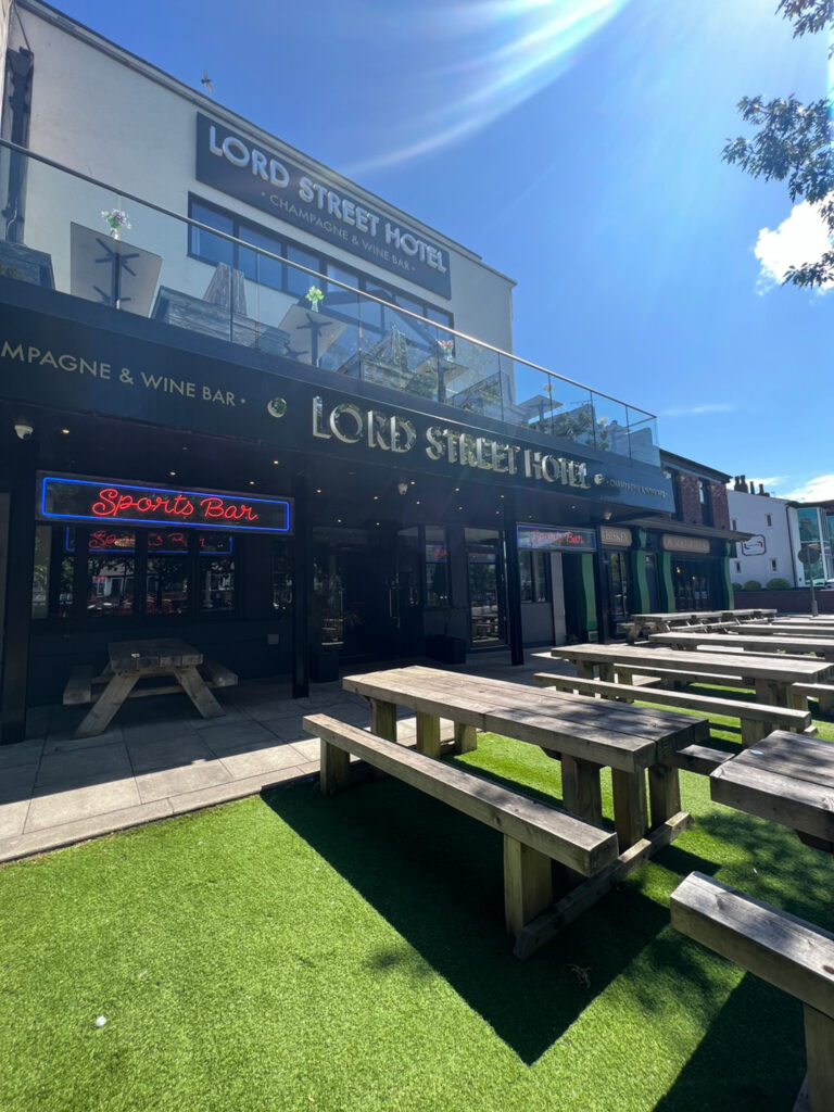 Outdoor sports bar at Lord Street Hotel