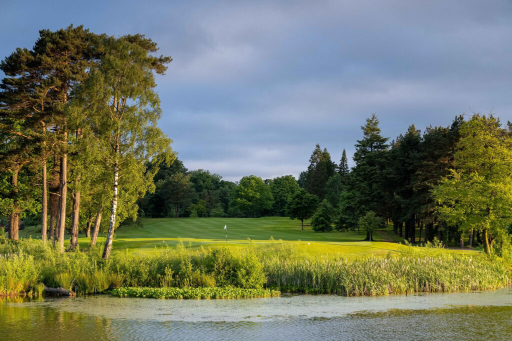 Lake with fairway and hole in background at Malone Golf Club