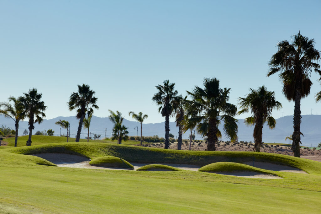 Bunker on fairway with trees at Mar Menor Golf Course