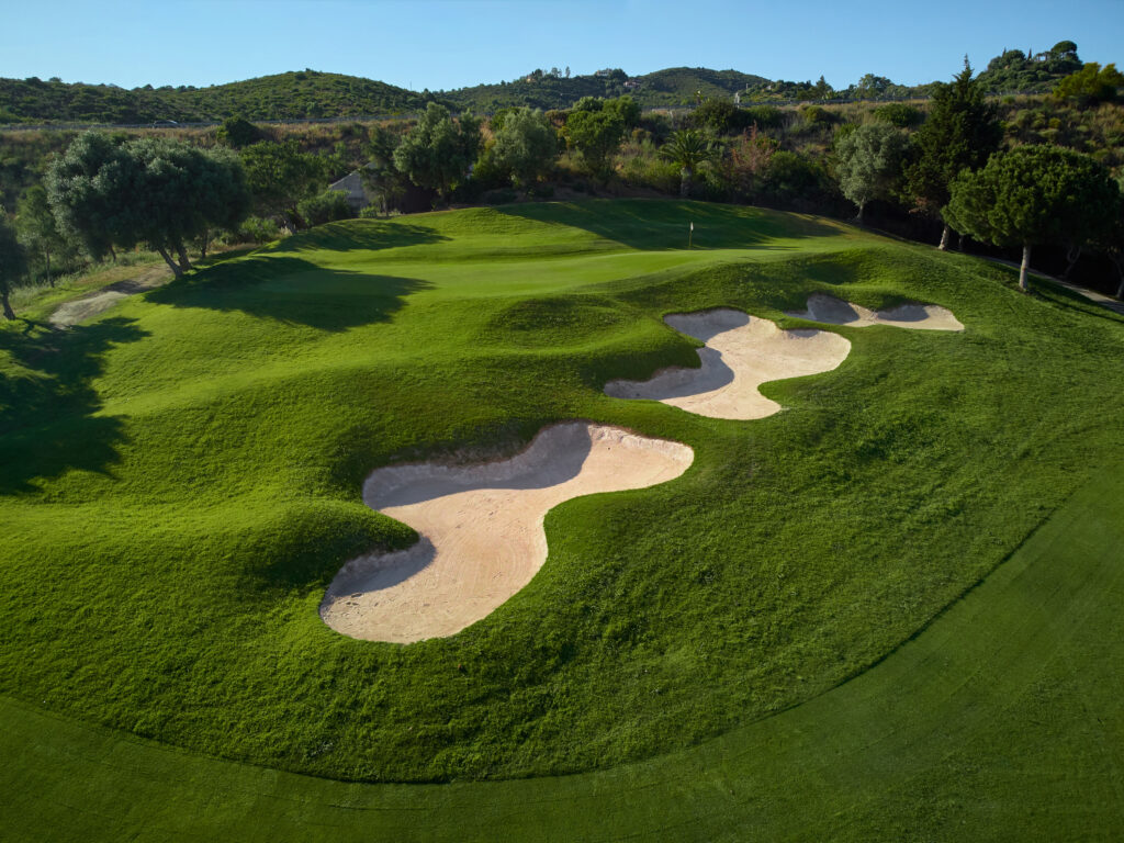 Hole with bunkers near at Marbella Golf & Country Club