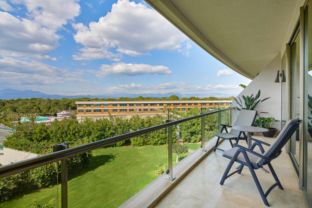 Balcony with view of gardens at Maxx Royal Belek Golf Resort