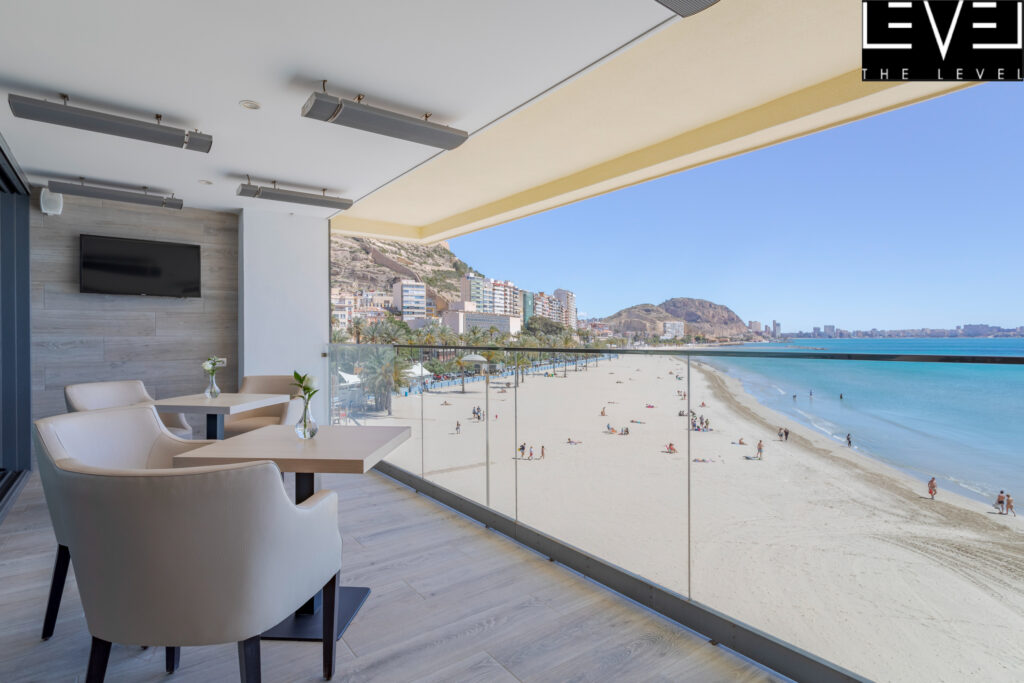 Balcony with beach view at Melia Alicante