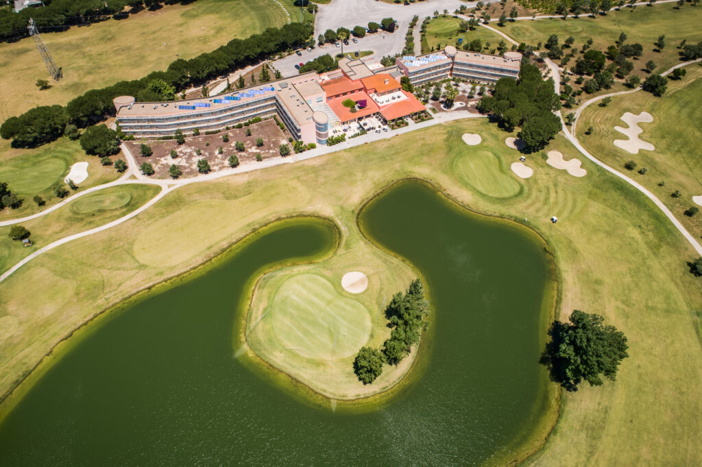 Aerial view of Montado Golf Course with building