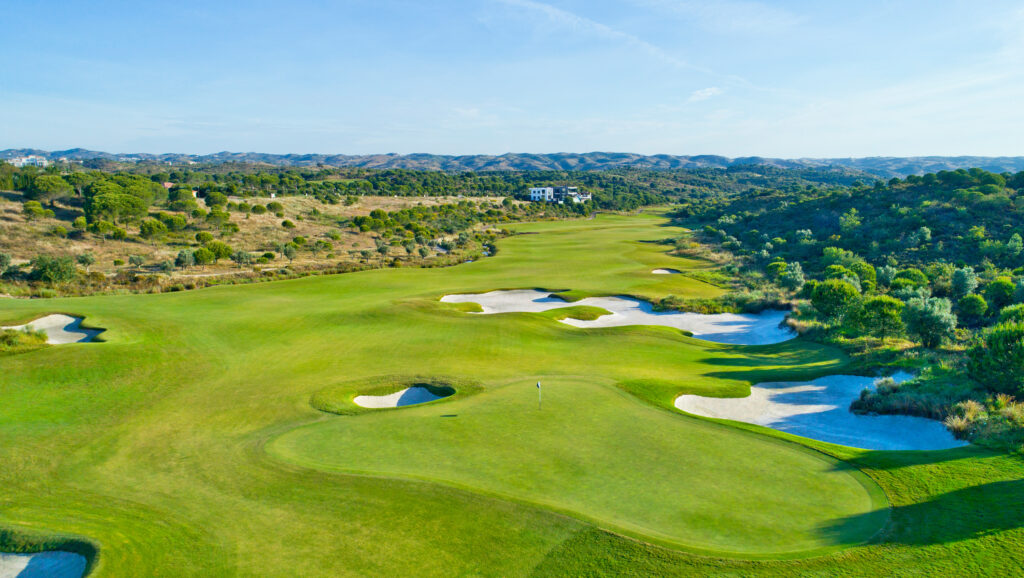 Aerial view of the fairway at Monte Rei golf course