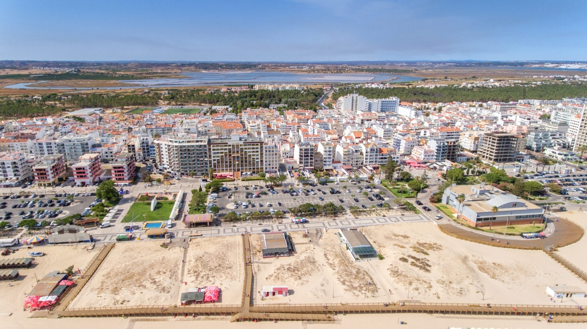 picture overview of monte gordo town with the beach in portugal