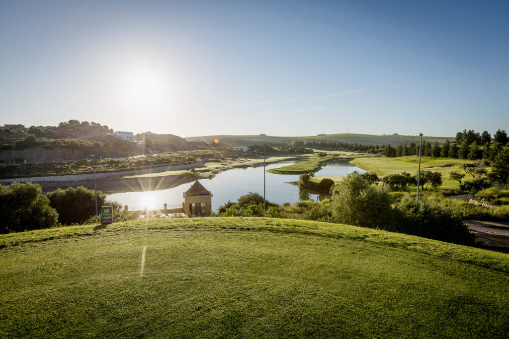 Hole with lake and fairway at Montecastillo Golf Course