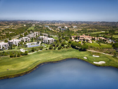 Birdseye view of the lake at Monte Rei golf and country club