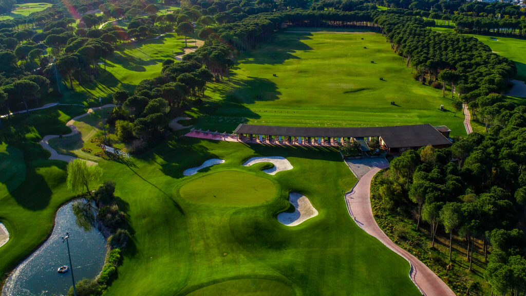 Aerial view of driving range at Montgomerie Maxx Royal Golf Course