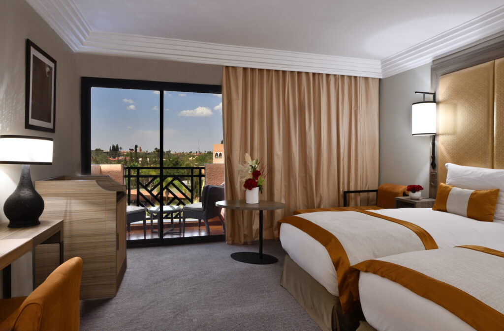 Twin bed accommodation at Movenpick Hotel Mansour Eddahbi Marrakech