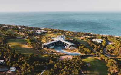 Aerial view of Oitavos Dunes Golf Course with building