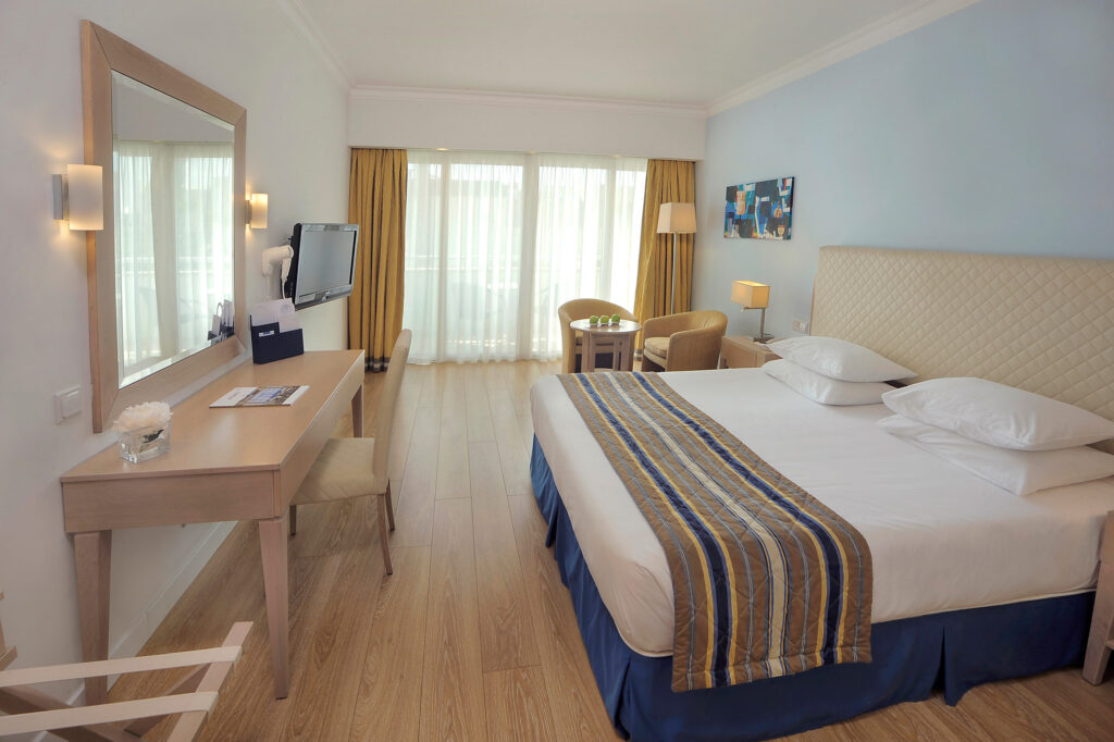 Double bed accommodation at Olympic Lagoon Hotel