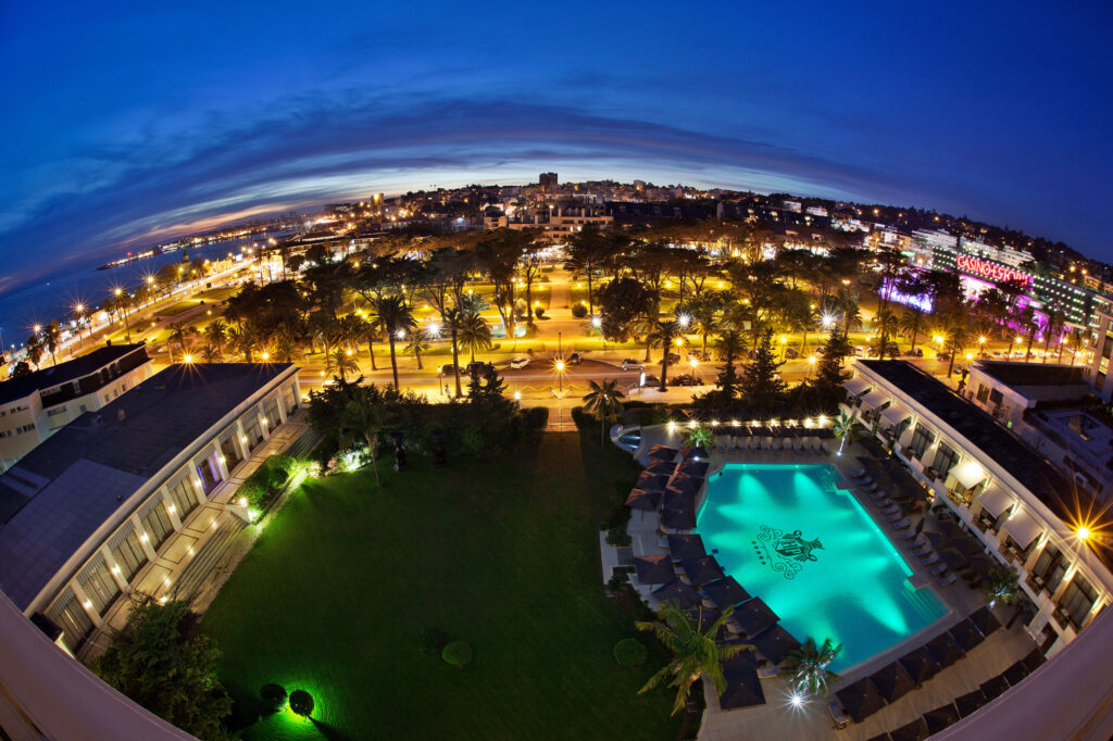 Birdseye view of Palacio Estoril Hotel Golf & Spa at night