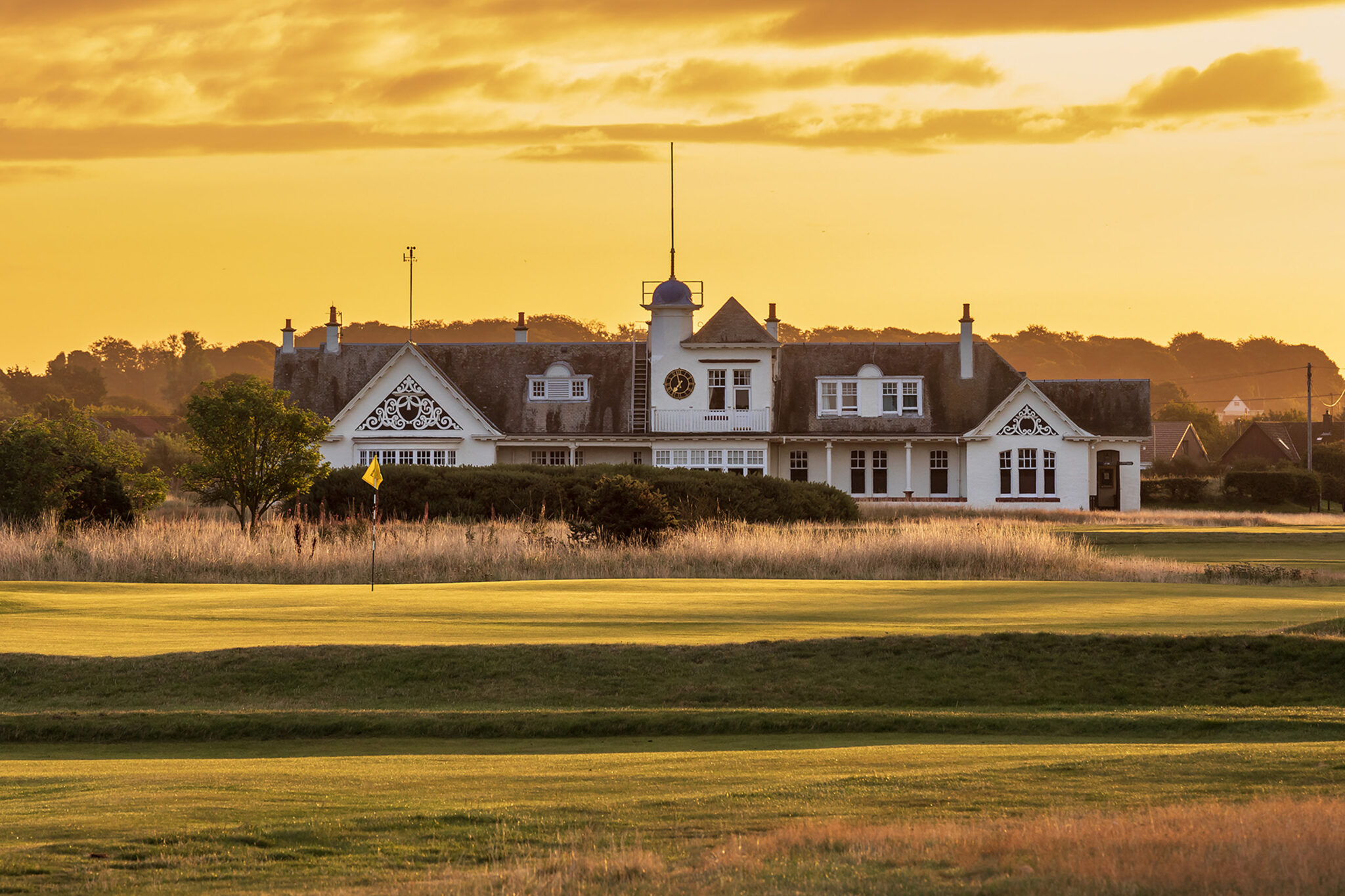 Building at Panmure Golf Club at sunset