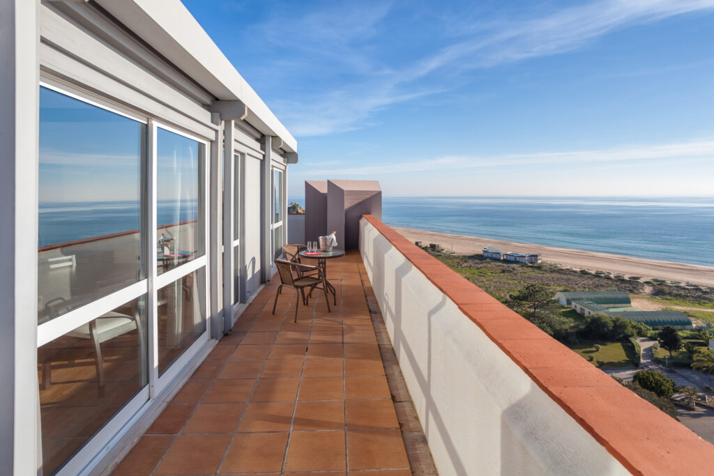 Balcony overlooking beach at Pestana Alvor Atlantico