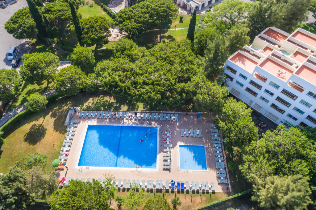 Birdseye view of outdoor pool at Patio Suite Hotel