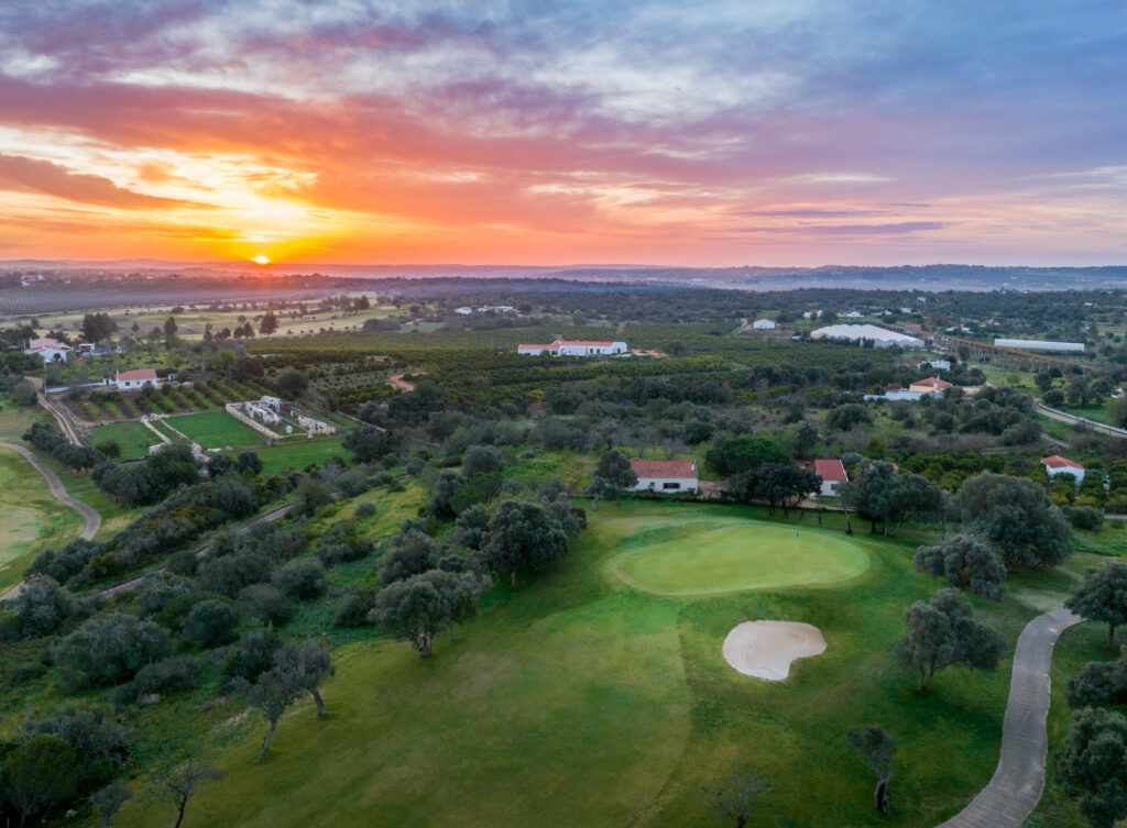 Aerial view of Silves Golf Course at sunset