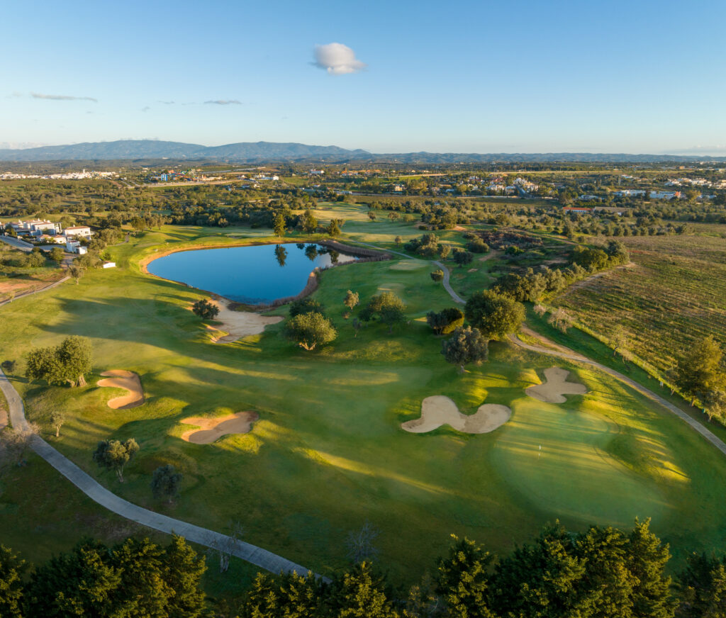 Aerial view of Pinta golf course with lake