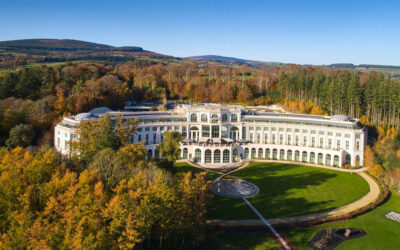 Aerial view of the exterior of Powerscourt Hotel