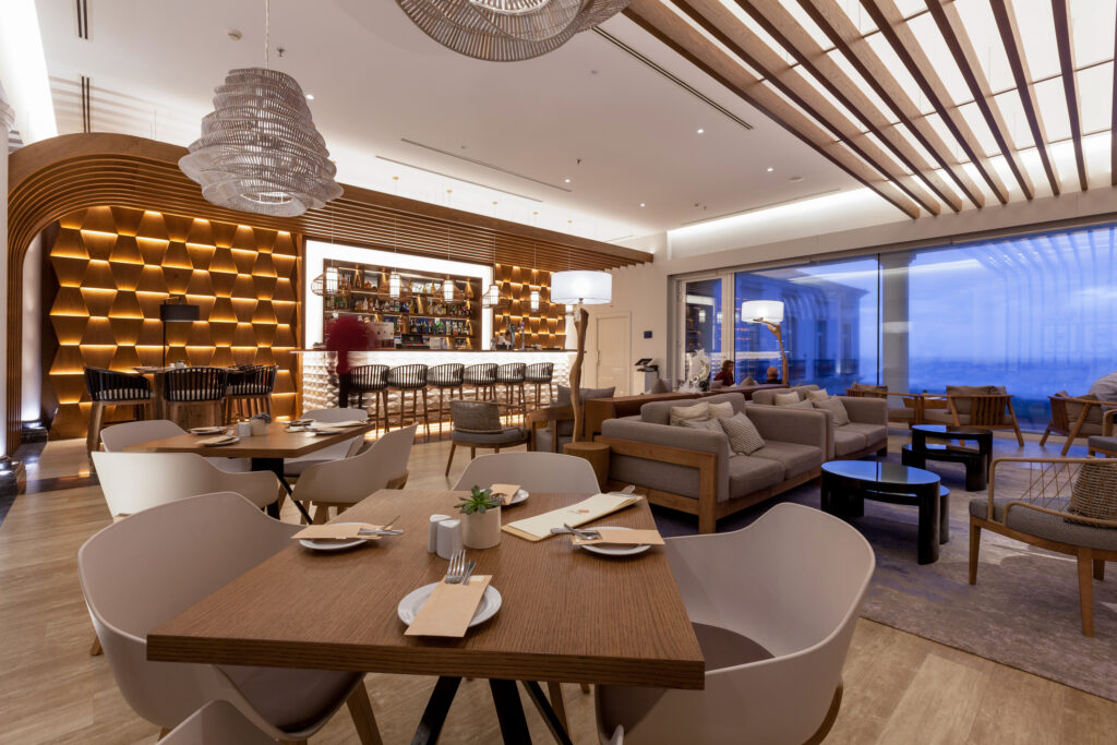 Indoor dining at Praia D'el Rey Marriott Golf and Beach Resort