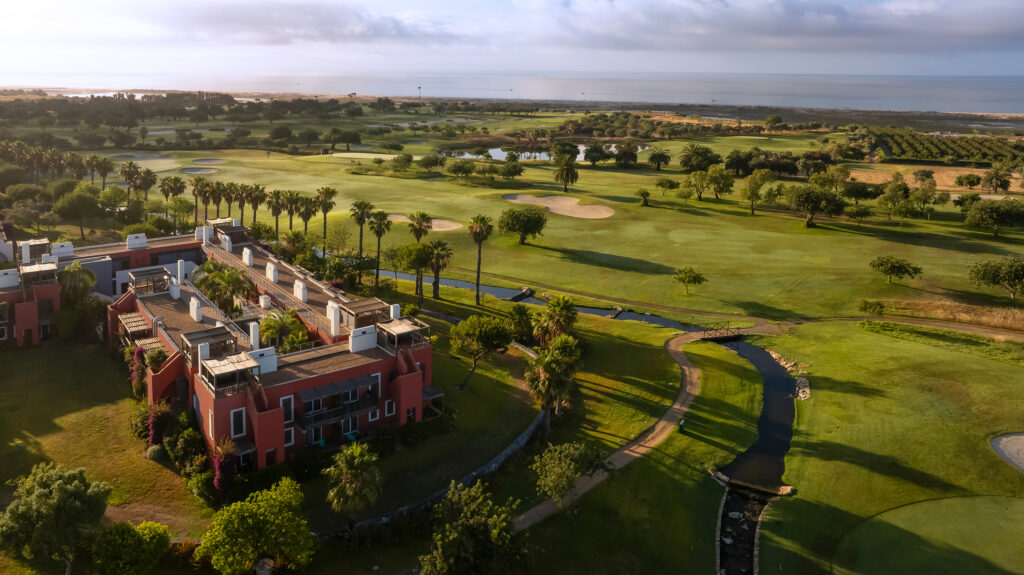 Aerial view of Quinta da Ria Golf Course with a building